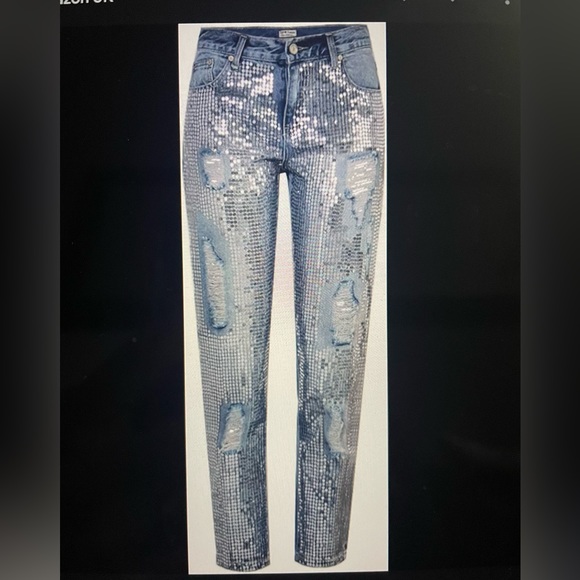 Top Trends Silver Sequin Skinny Jeans - Picture 8 of 9